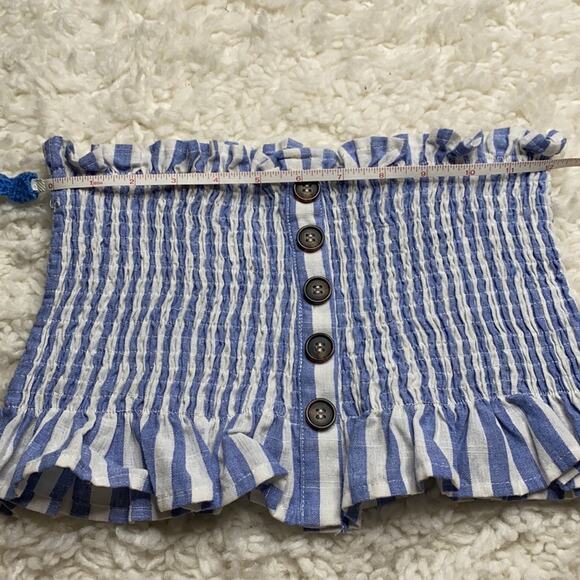 Blue and White Strapless Wide Leg Two Piece Set J15 - Picture 7 of 16
